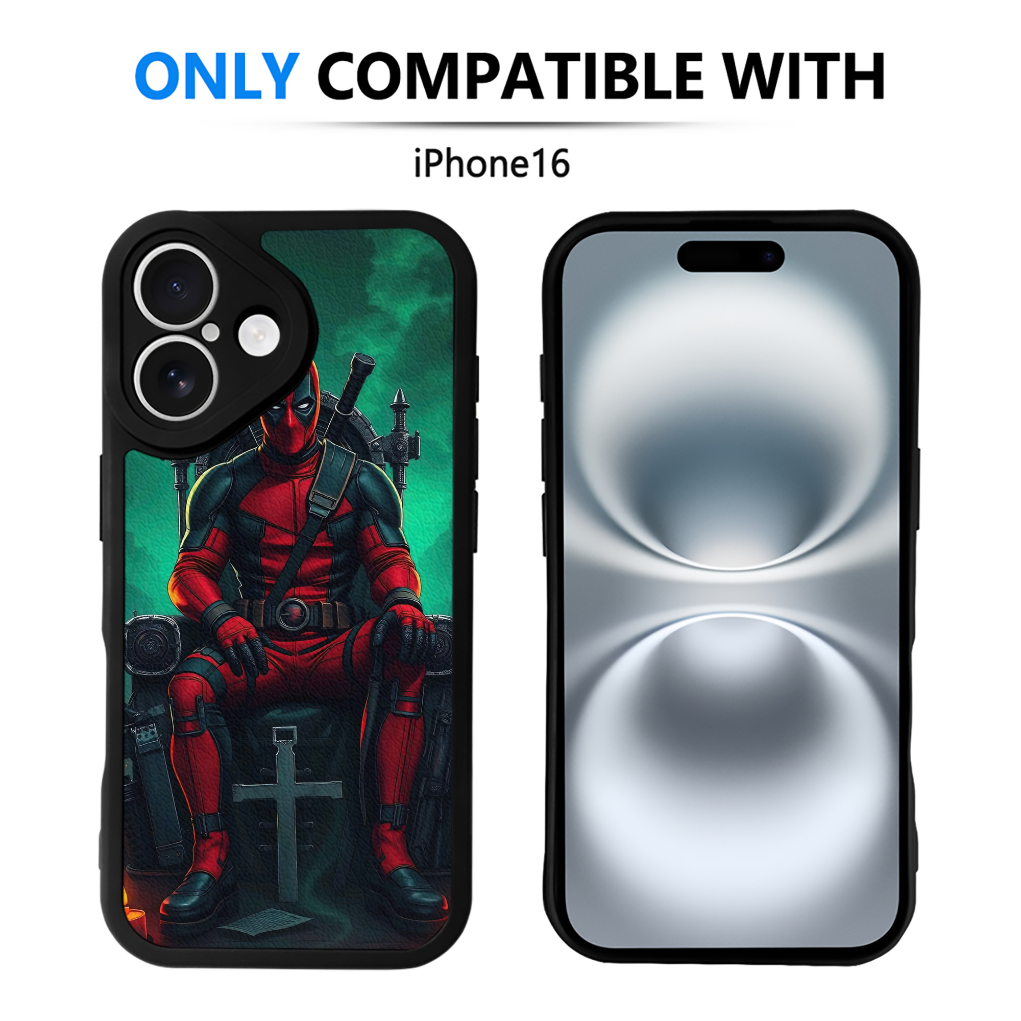 （画像用） Deadpool デッドプール 【iPhone 16シリーズ対応】シリコンスマホケース（レザー調） 材質：シリコン
